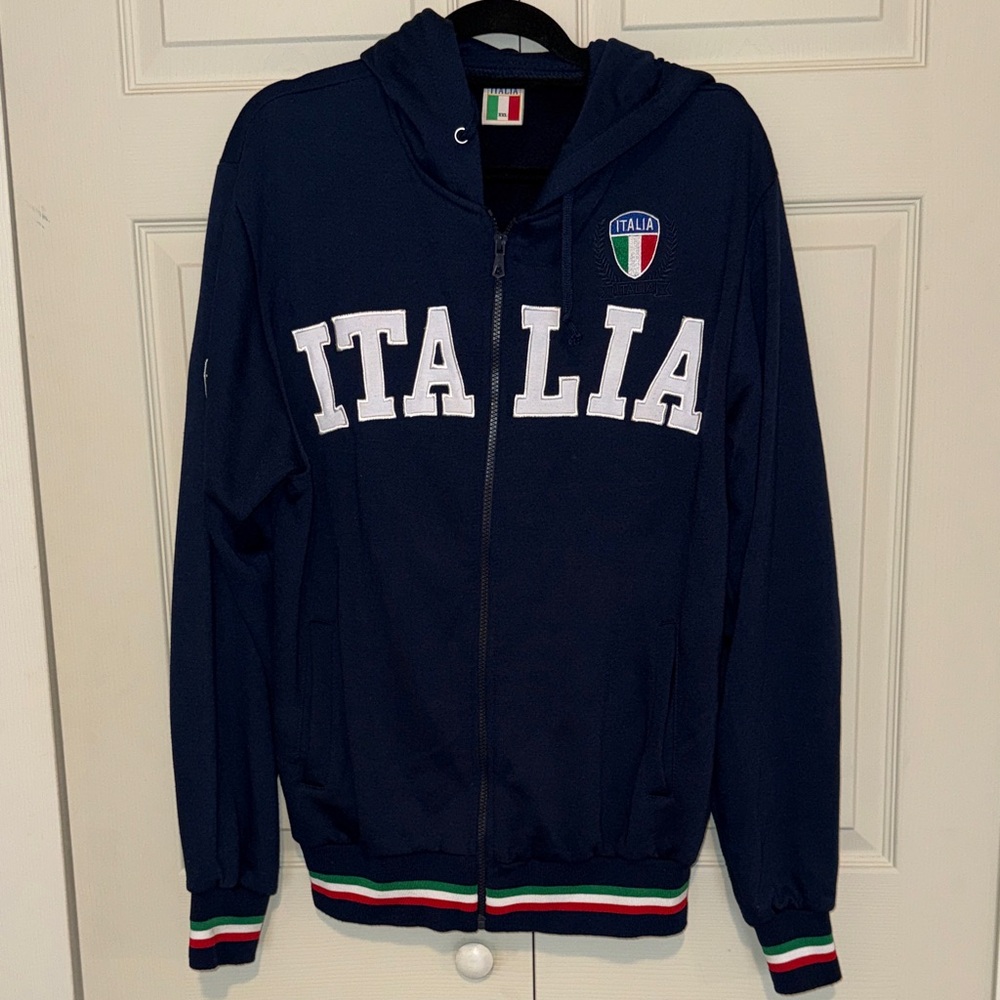 Navy Italia Zip-Front Hooded Jacket